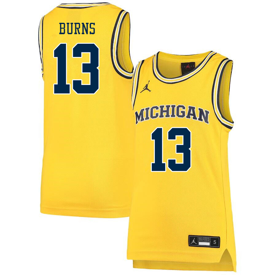 Men #13 Ian Burns Michigan Wolverines College Basketball Jerseys Sale-Yellow